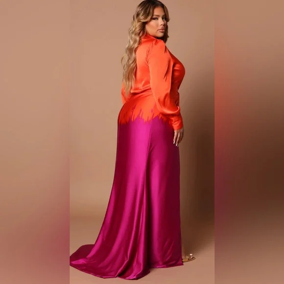 NWT 3X Melissa Ombre Maxi Dress - Orange/combo. A19 - Picture 6 of 9